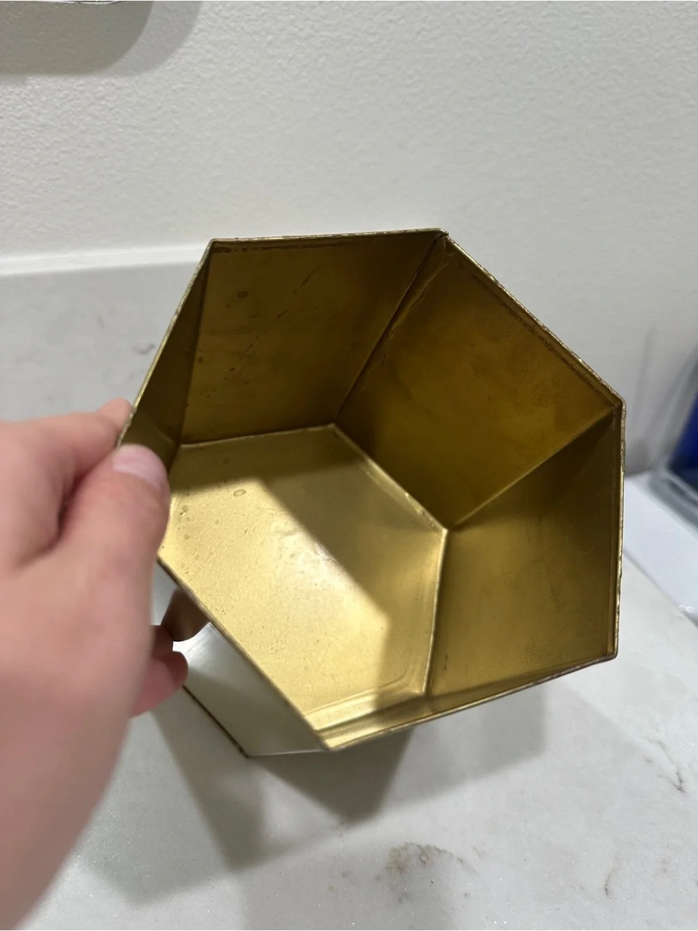 Gold Hexagonal Metal Planter - Modern Home Accent